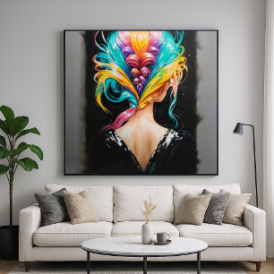 Poster Cabelo arco-íris - Estilo de Retrato Retroativo