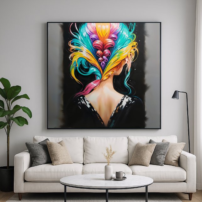 Poster Cabelo arco-íris - Estilo de Retrato Retroativo (Criador carregado)