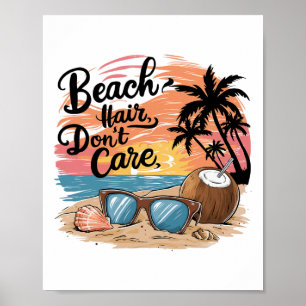 Poster Cabelo de Praia Não Liga Férias Vibrações de Verão