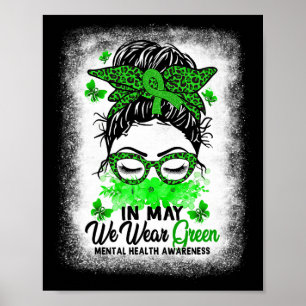 Poster Cabelo Desgrenhado Verde Em Maio Usamos Verde Saúd