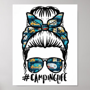 Poster Cabelo Desgrenhado Vida de Camping Mãe de Acampame