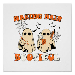 Pôster Cabelo Engraçado Fantasma Cabeleireiro Halloween