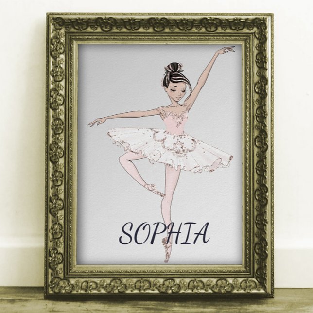 Poster Cabelo Escuro de Prata Rosa Ballerina Pessoal (Criador carregado)