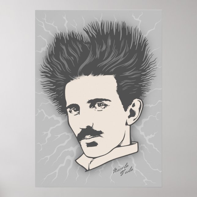 Pôster Cabelo Estático da Equipe Tesla (Frente)