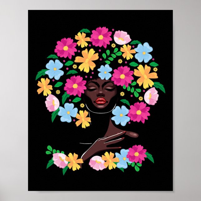 Poster Cabelo Flor Negra História Negra Ju (Frente)