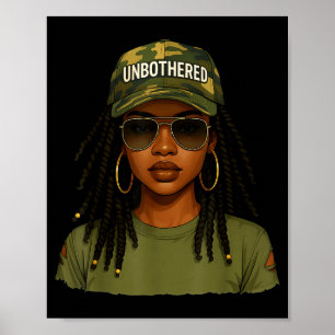 Poster Cabelo Locd Camuflagem Melanina Despreocupada Mulh