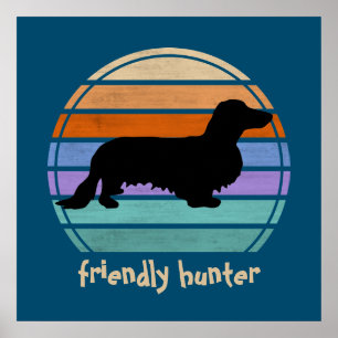 Poster Cabelo Longo Dachshund - Silhouette 1