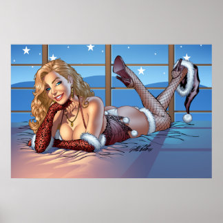 Pôster Cabelo louro, Ilustração de Beleza Olhada Azul - A