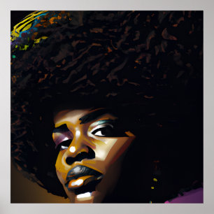 Poster Cabelo Ocular Preto Melanina Afro Rainha Coroa