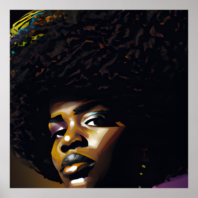 Poster Cabelo Ocular Preto Melanina Afro Rainha Coroa (Frente)