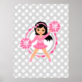 Poster Cabelo Preto Rosa Cheerleader - Alegre Bonito