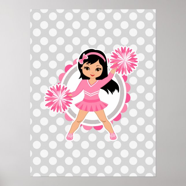 Poster Cabelo Preto Rosa Cheerleader - Alegre Bonito (Frente)
