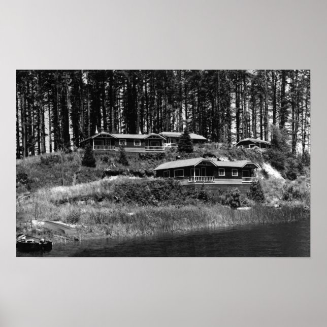 Pôster Cabinas de Resort do Lago Tahkenitch na Costa do O (Frente)