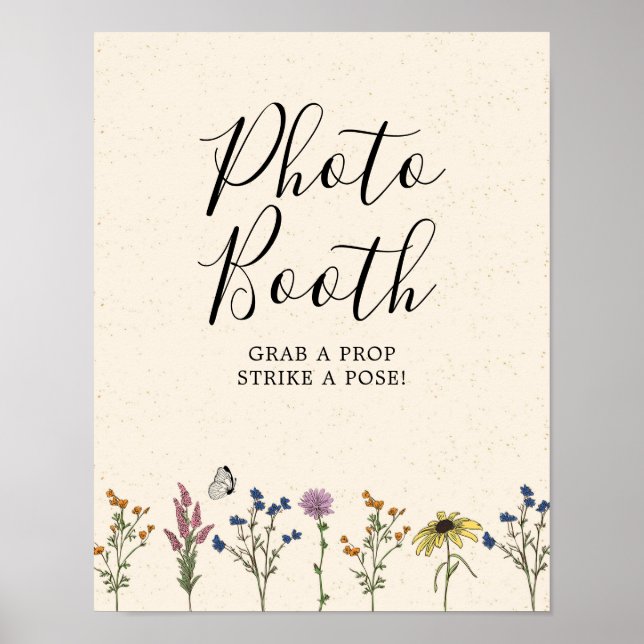 Poster Cabine de Foto de Chá de Bebê de Flores Silvestres (Frente)
