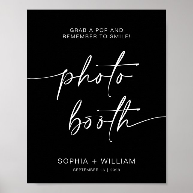 Poster Cabine de Foto Preta | simples sinal de sorriso (Frente)