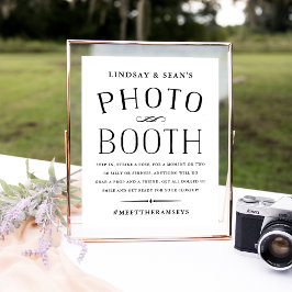 Pôster Cabine de Fotos de Casamento Preto e Branco Vintag