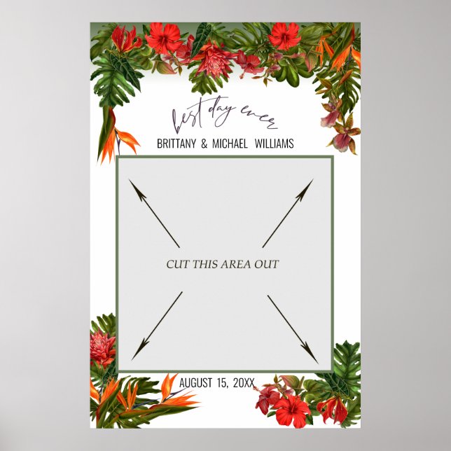 Poster Cabine de Fotos para Casamento Floral Brisa Tropic (Frente)