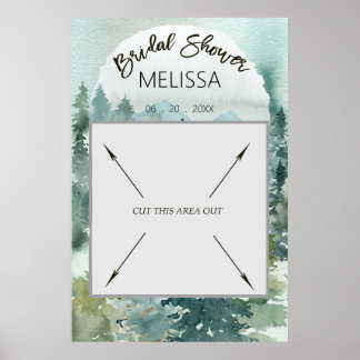 Poster Cabine de Fotos para Chá de Noiva Rústico Floresta