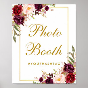 Poster Cabine Dourado floral da foto do casamento de