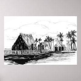 Poster Cabines de Ilha Tropical Palmeiras Totens