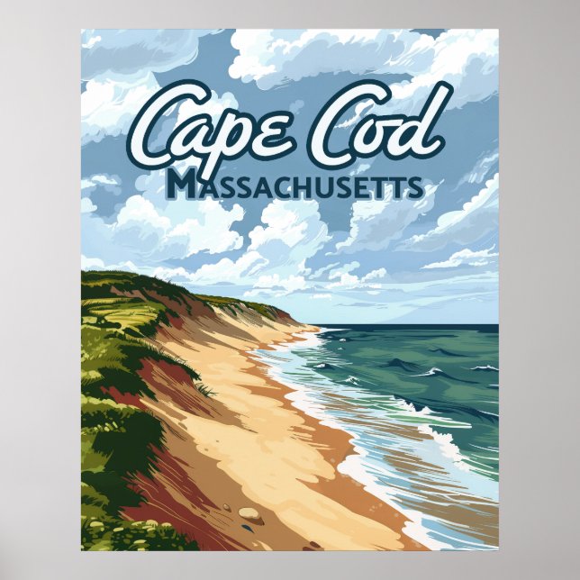 Poster Cabo Cod Beach Seashore Massachusetts Blue (Frente)
