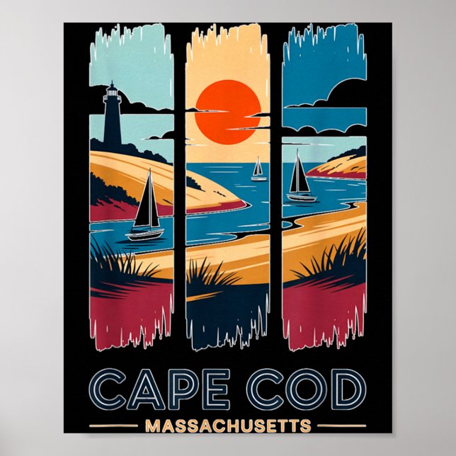 Poster Cabo Cod Machusetts Viagem Antiga Velero Praia (Frente)