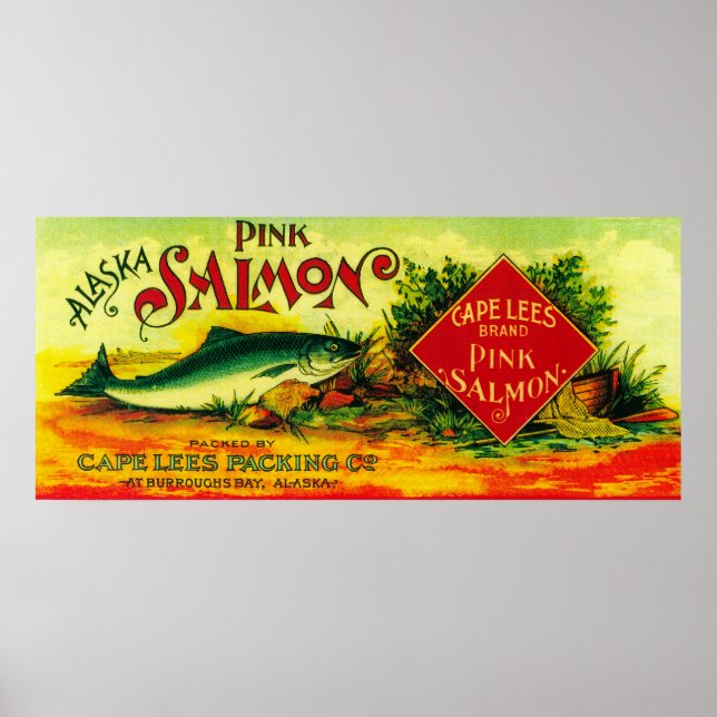 Pôster Cabo Lees Salmon Can LabelBurroughs Bay, AK (Frente)