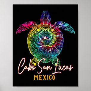 Poster Cabo San Lucas Tie Dye Sea Turtle Matando Família