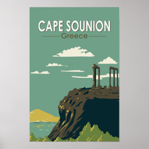 Poster Cabo Sounion Viagem de Art Vintage