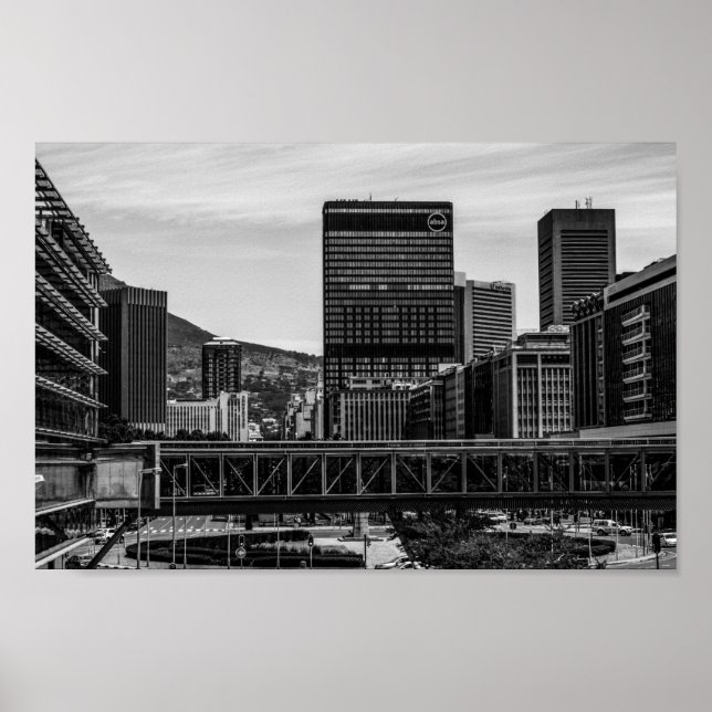 Poster Cabo Town Cityscape Lion Cabeça África do Sul (Frente)