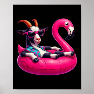 Poster Cabra de Verão Engraçado Rosa Festa na Piscina Hav