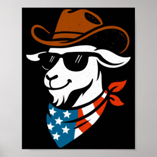 Poster Cabra usa patriótica 4 de julho cabra engraçada