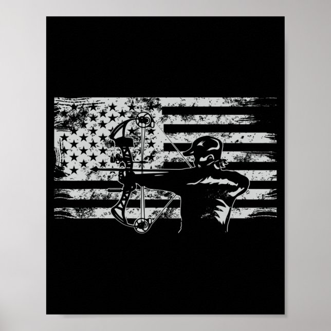Poster Caça a Archer American Flag Bowhunting Hunter Me (Frente)