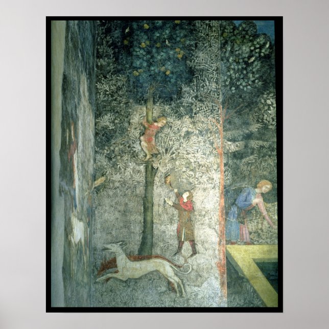 Poster Caça a cães e homens escalando uma árvore (Frente)