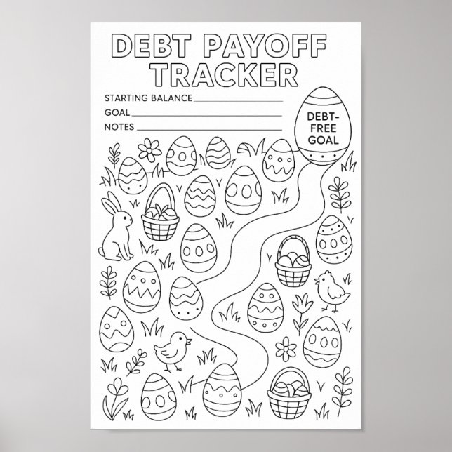 Poster Caça a Ovos da Páscoa da Dívida Rastreador de Paga (Frente)