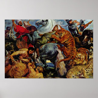 Pôster Caça A Tiger E Lion Por Rubens Peter Paul