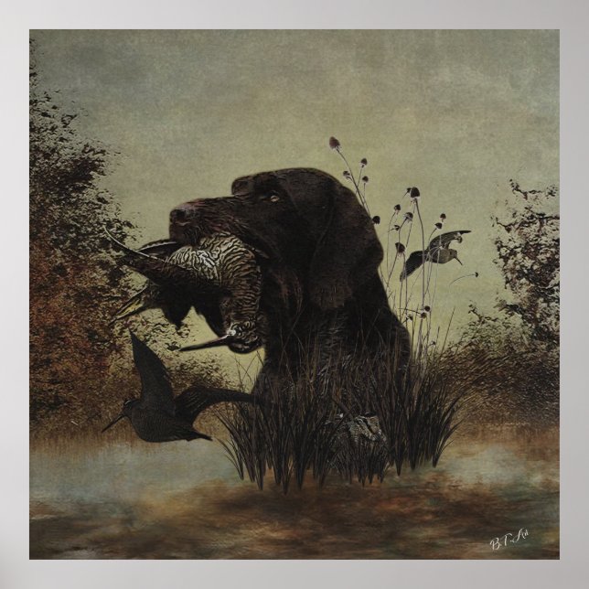 Poster Caça a Woodcock com Ponteiro Alemão Cabeado (Frente)