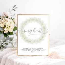 Poster Caça ao Anel Chá de Noiva com Flores Brancas Cláss