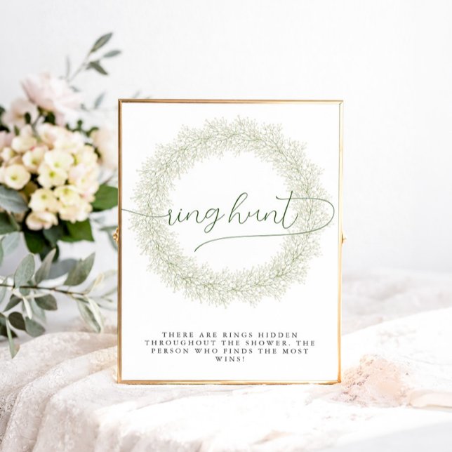 Poster Caça ao Anel de Chá de Noiva com Flores Brancas Cl (Criador carregado)