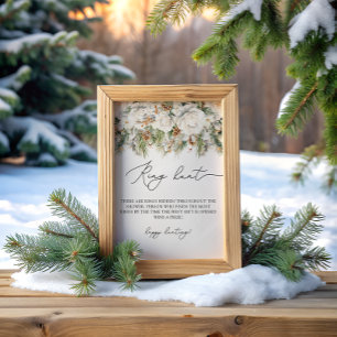Poster Caça ao Anel de Florais de Inverno Elegante para C