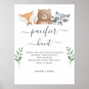 Poster Caça ao Bico Baby Shower Jogo Animais da Floresta