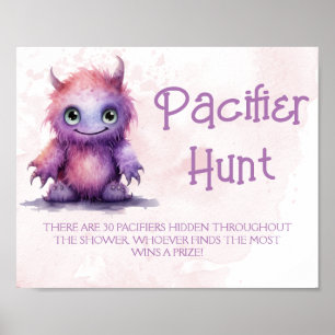 Poster Caça ao Bico de Halloween para Chás de Bebê Monstr