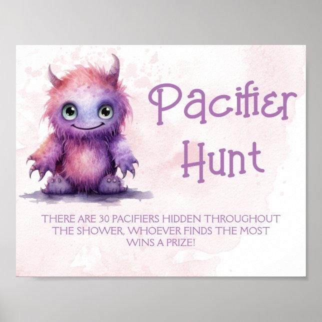 Poster Caça ao Bico de Halloween para Chás de Bebê Monstr (Frente)