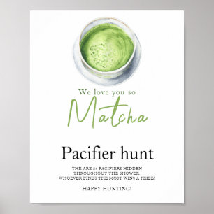 Poster caça ao chupeta de matcha baby shower game