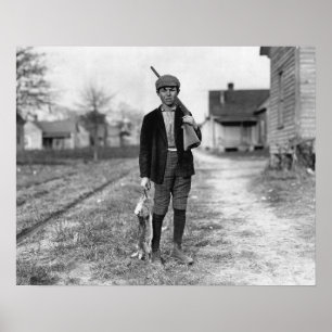 Pôster Caça ao coelho, 1908. Vintage Photo