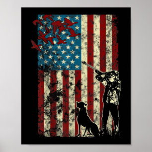 Poster Caça ao Pato - Bandeira Patriótica Americana em 