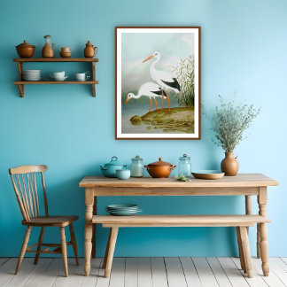 Poster Caça branca, Ilustrações de Aves