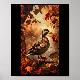 Poster Caça Cena Mallard Pato do outono Natureza selvagem