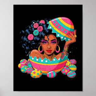 Poster Caça Colorida ao Ovo de Páscoa Rainha Negra Junete