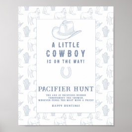 Poster Caça com pacificador Cowboy Chá de fraldas